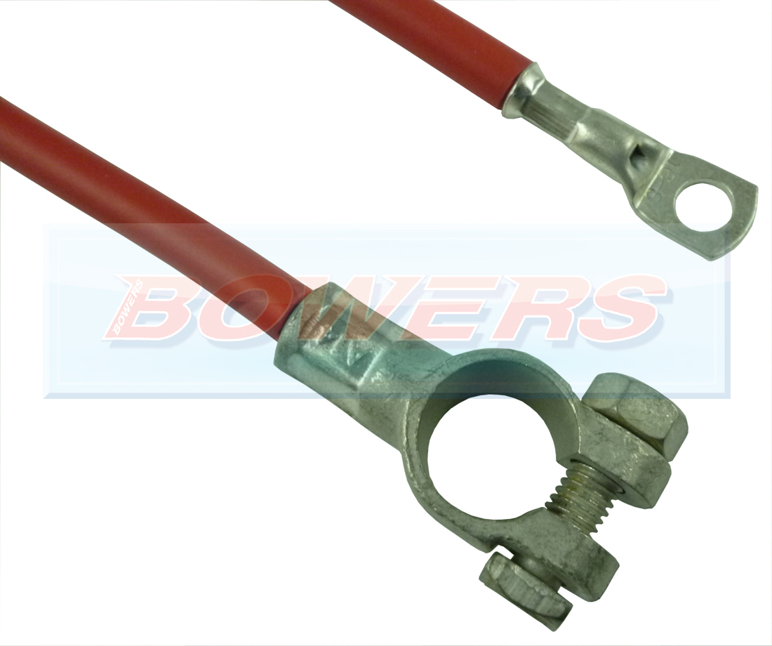 24 Inch 600mm Red Battery Starter Cable + Battery Terminal H Bowers